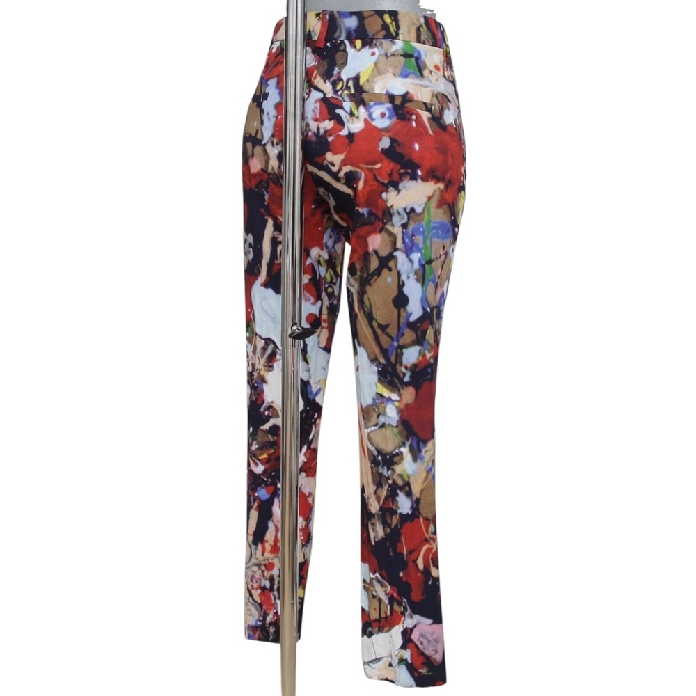 SPORTMAX Pant Pants Trouser Straight Leg Abstract Pattern Print Red Black Sz M - Picture 8 of 10